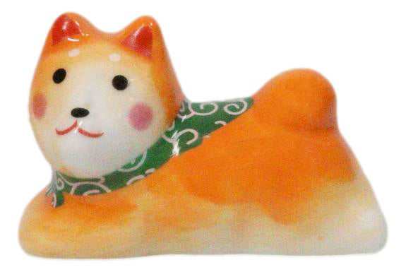 Tan Shiba Inu Dog Ceramic Chopstick Rests Set of 6 with Bamboo Chopsticks