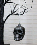 Set of 4 Day Of The Dead Faux Gunmetal Silver Tribal Tattoo Skull Tree Ornaments