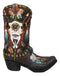 Southwest Turquoise Feathers Cow Skull Crossed Arrows Cowboy Boot Vase Holder