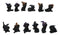 Set of 12 Halloween Black Cats With Witch Hats Mini Figurines In Multi Poses
