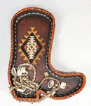 Southwest Rustic Aztec Navajo Diamond Pattern Cowboy Boot Jewelry Coin Dish Tray
