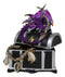 Purple Midnight Dragon Guarding Lion Treasure Chest Small Trinket Box Figurine