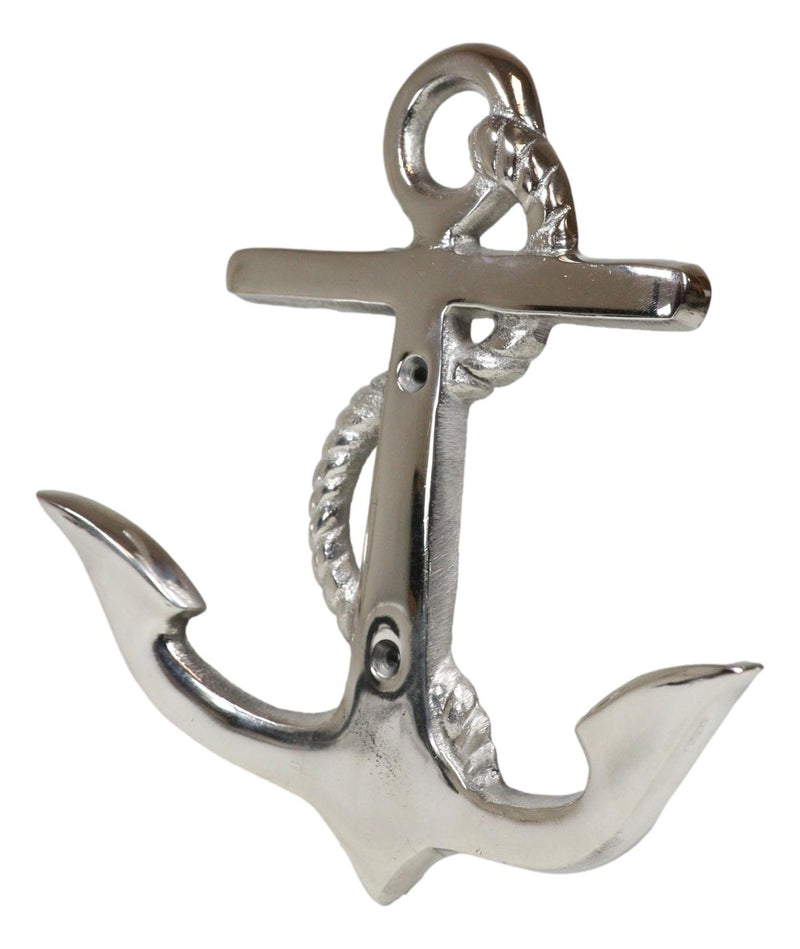Sleek Aluminum Nautical Coastal Sea Sailor Ship Anchor 2-Peg Double Wall Hooks