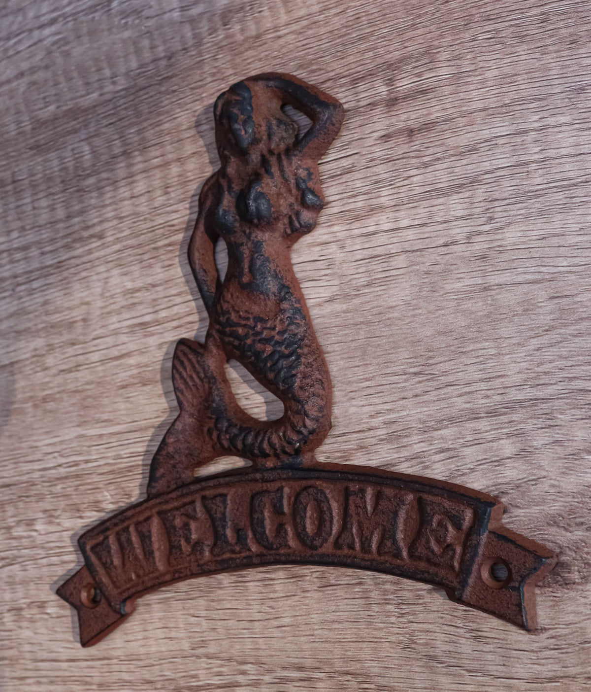 Cast Iron Nautical Ocean Mermaid Welcome Sign Abstract Wall Door Plaque Decor