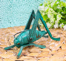 Antiqued Green Verdigris Solid Brass Medium Cricket Good Luck Sculpture 5.5"L