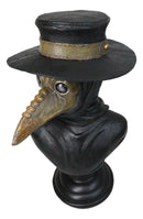 Black Death Era Bubonic Plaque Doctor Head Bust With Raven Mask Sculpture 12"H