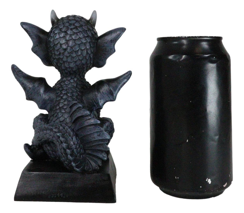 Fantasy Black Onyx Koan Cartoon Chibi Dragon Figurine Dragon With Girl Tattoo