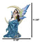 Crescent Moon Lullaby Mother Fairy in Blue Gown Embracing Her Child Baby Statue