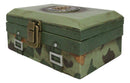 Green Military US Army Emblem Officer Briefcase Camo Decorative Trinket Box