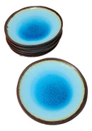Pack Of 6 Blue Sky Aozora Kannyu Ceramic Round Appetizer Salad Dessert Plates