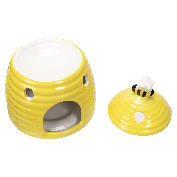 Yellow Whimsical Bumblebee Beehive Ceramic Essential Oil Warmer Candle Holder