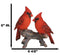 Wildlife Nature 2 Northern Red Cardinal Birds Perching On Branch Figurine
