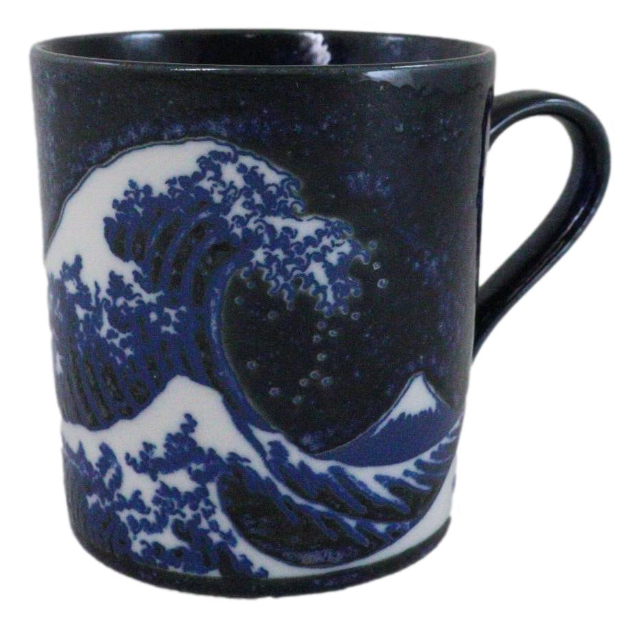 Pack Of 4 Made In Japan Navy Blue Japanese Hokusai Great Wave Of Kanagawa Mugs