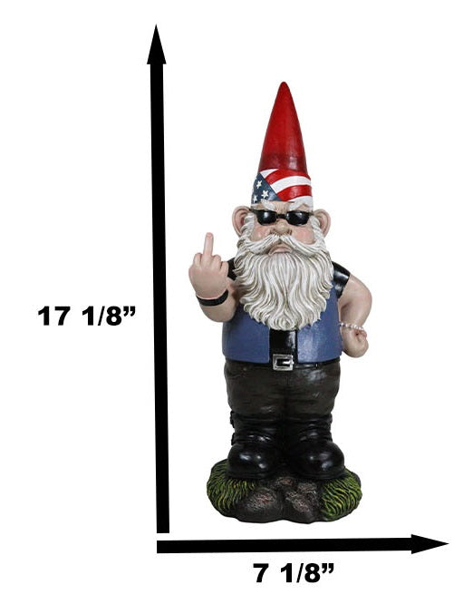 Ebros Rude Garden Greeter Go Away! Gnome Dwarf Statue 17.25"H Patriotic Gnome - Ebros Gift