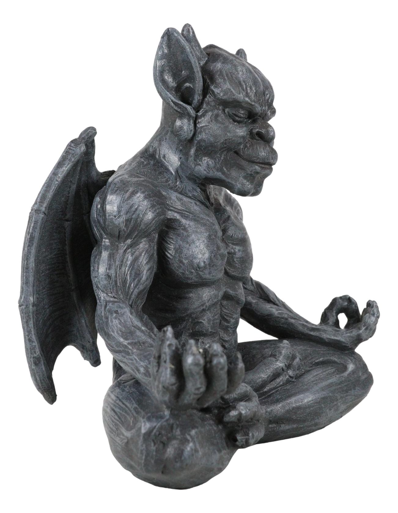 Medieval Gothic Horned Demonic Gargoyle With Wings in Yoga