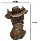 Scottish Highlands Cattle Cow Turquoise Ornament Cowboy Hat and Scarf Figurine