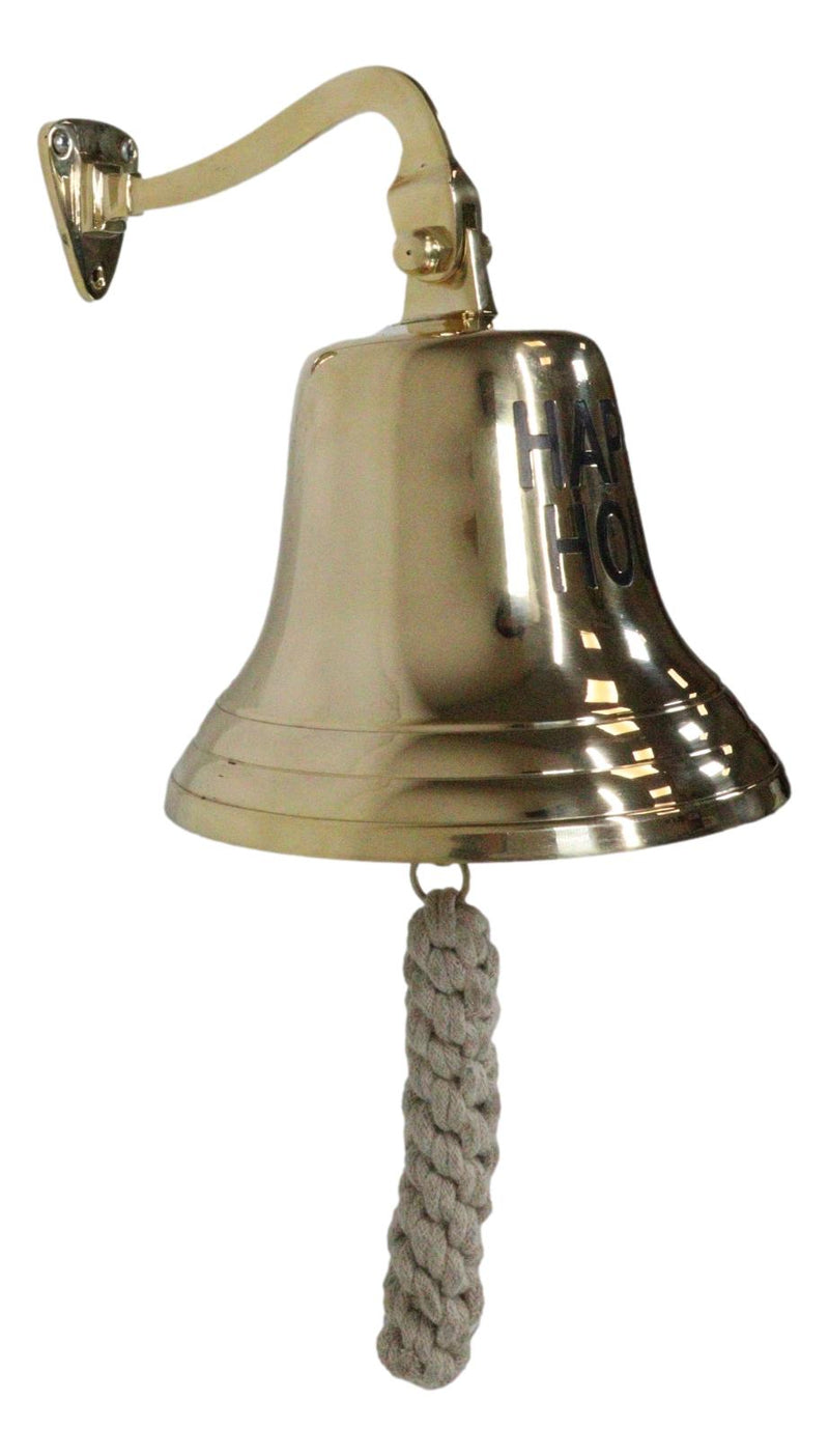 Nautical Marine Antiqued Brass Happy Hour Bell Wall Decor Dinner Bells Accent