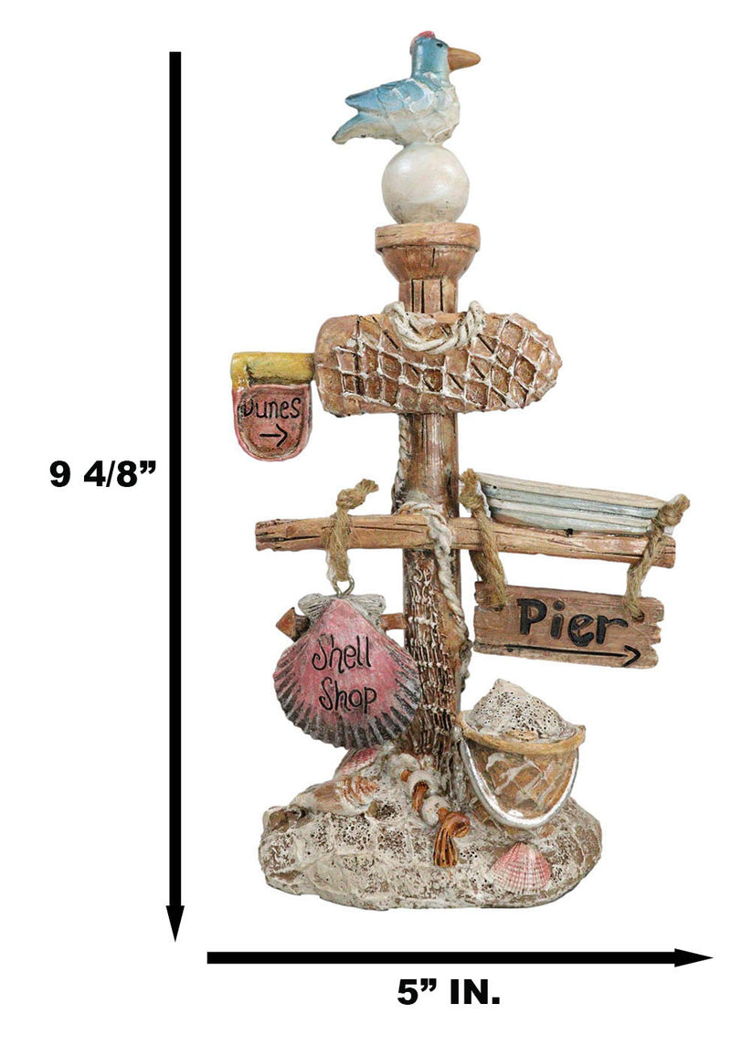 Beach Coastal Pelican Bird On Getty Post Seashells Boat Nautical Sign Figurine