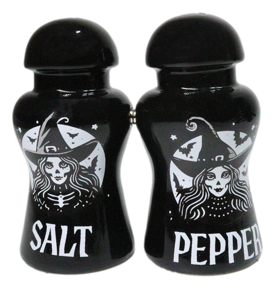 Wicca Black Magic Grand High Witch Apothecary Ceramic Salt Pepper Shakers Set