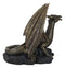 Faux Bronze Giant Serpent Dragon Standing On Volcanic Rock Wine Holder Sculpture