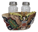 Military E Pluribus Unum Bald Eagle Crest With USA Flag Salt Pepper Shakers Set