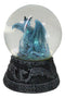 Mythical Quicksilver Blue Dragon Water Globe Figurine With Glitters 4.25"H