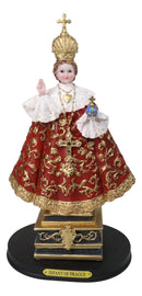 Roman Catholic Orthodox Infant of Prague Sculpture 12.5"H With Brass Name Plate