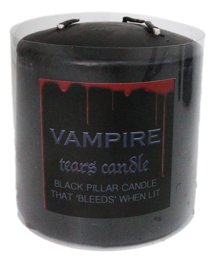 Set Of 2 Apothecary Wicca Vampire Tears Black Scented Pillar Candles Red Wax