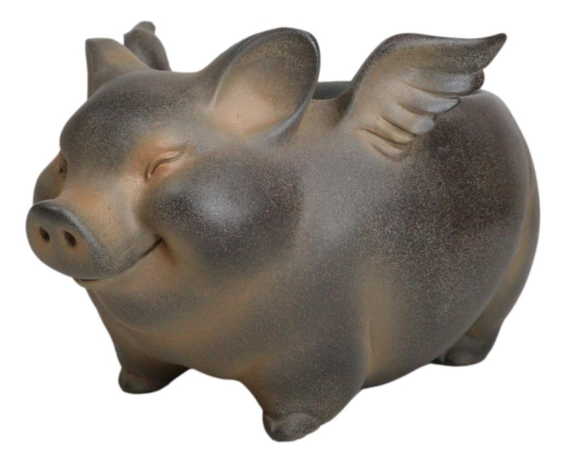 Rustic Country Farm Hog Heavens Angel Wings Pig Decorative Vase Planter Pot