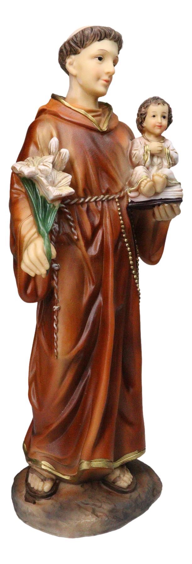 Catholic Church Saint Anthony of Padua Carrying Baby Jesus And Bible Statue 12"H - Ebros Gift