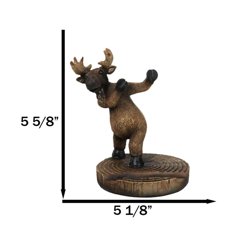 Rustic Western Whimsical Elk Moose Standing On Tree Ring Cell Phone Holder Stand