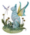 Whimsical Amy Brown Blue Fairy Cat With Pixie Fae In Enchanted Garden Figurine