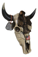 Patriotic Fallen Soldier Helmet Rifle Boots Dogtags Veteran Cow Skull Wall Decor