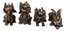 Set of 12 Metallic Purple Green & Black Mini Cyborg Steampunk Dragon Figurines