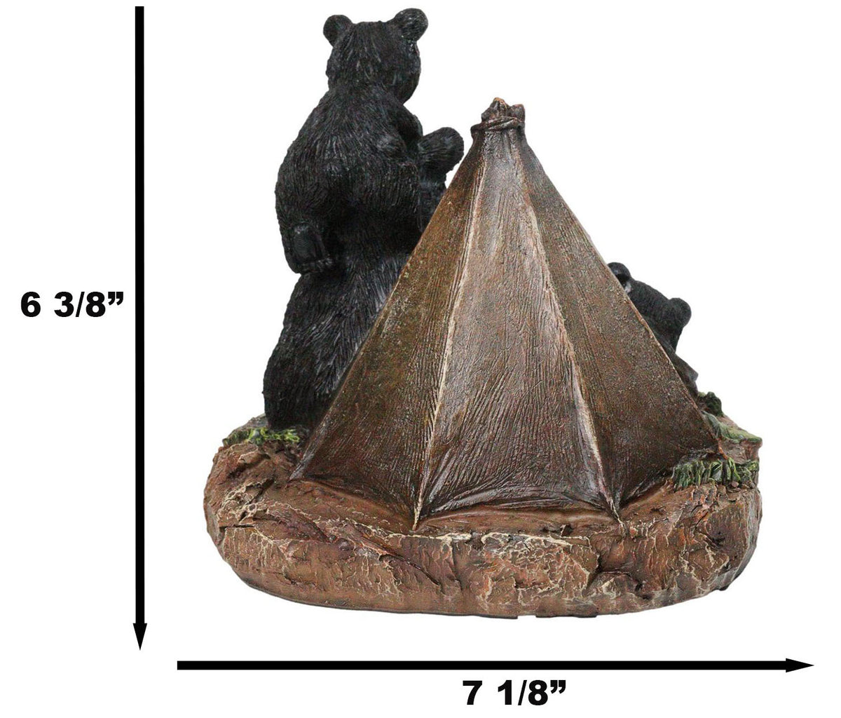 Bedtime Story Bear Family Camping Figurine Black Bears by Tent Forest Scene