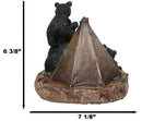 Bedtime Story Bear Family Camping Figurine Black Bears by Tent Forest Scene