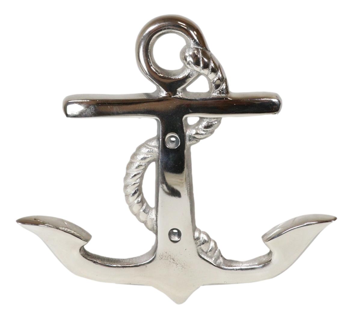Sleek Aluminum Nautical Coastal Sea Sailor Ship Anchor 2-Peg Double Wall Hooks