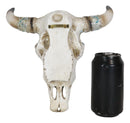 Western Turquoise Floral Horned Cow Skull Wall Decor Plaque