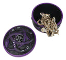Wicca Occultic Alchemist Snake Serpent With Pentagram Small Trinket Box 4"D