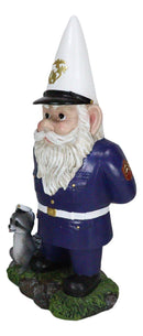 USA Patriotic Armed Forces Semper Fidelis Marine Gnome With Raccoon Statue