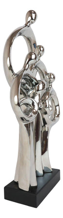 Silver Plated Ceramic Abstract Modern Gallery Art Family Of 4 Unit Figurine
