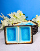 Pack Of 6 Blue Sky Aozora Kannyu Ceramic Two Compartment Rectangle Sauce Dishes