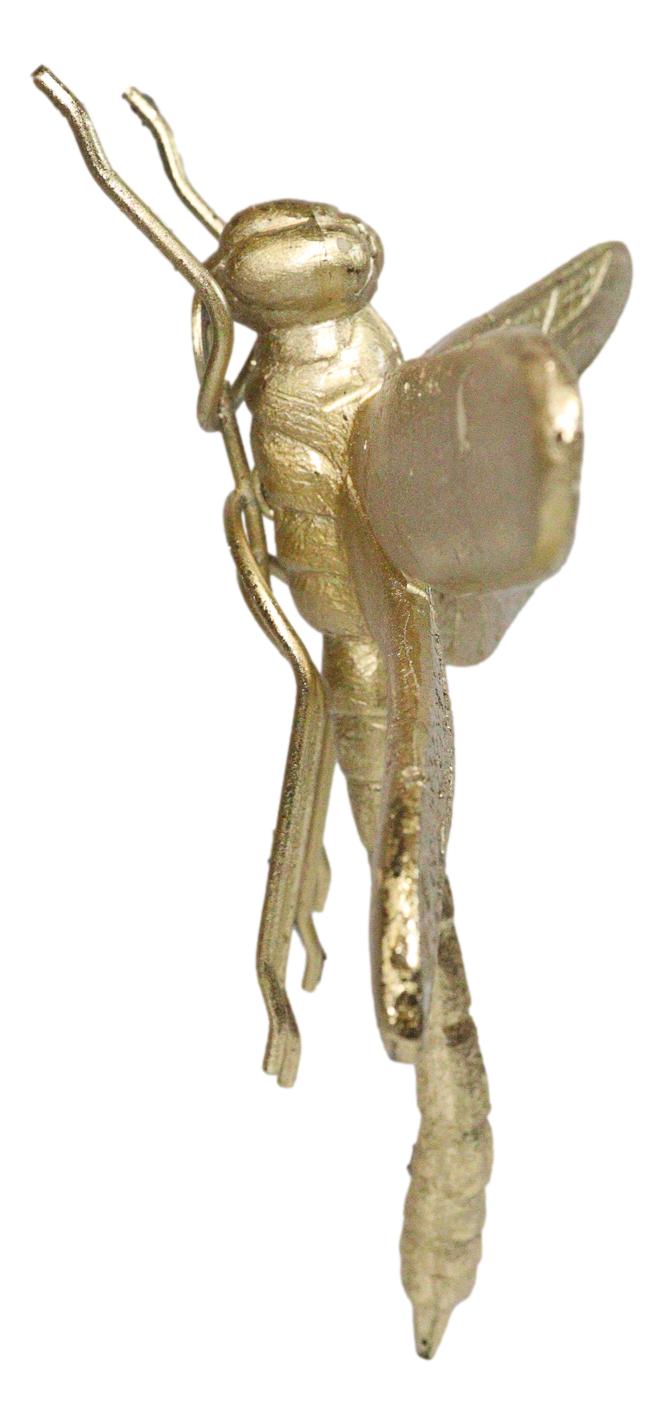 Medium Gold Leaf Resin Modern Dragonfly Wall Sculpture Or Tabletop Decoration 8"