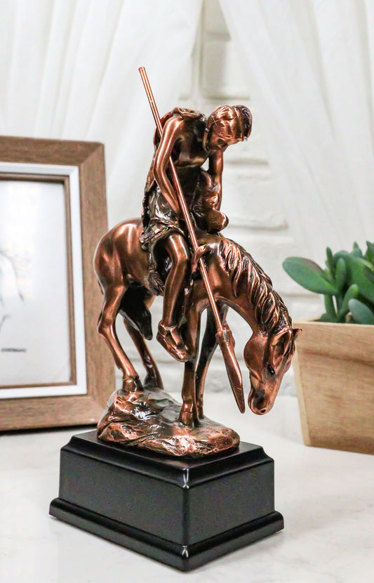 End of The Trail Weary Tribal Warrior Figurine Electroplated Bronze Resin 5.5"H - Ebros Gift
