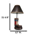 Western Floral Tooled Leather Texas State Flag Cowboy Boot Desktop Table Lamp