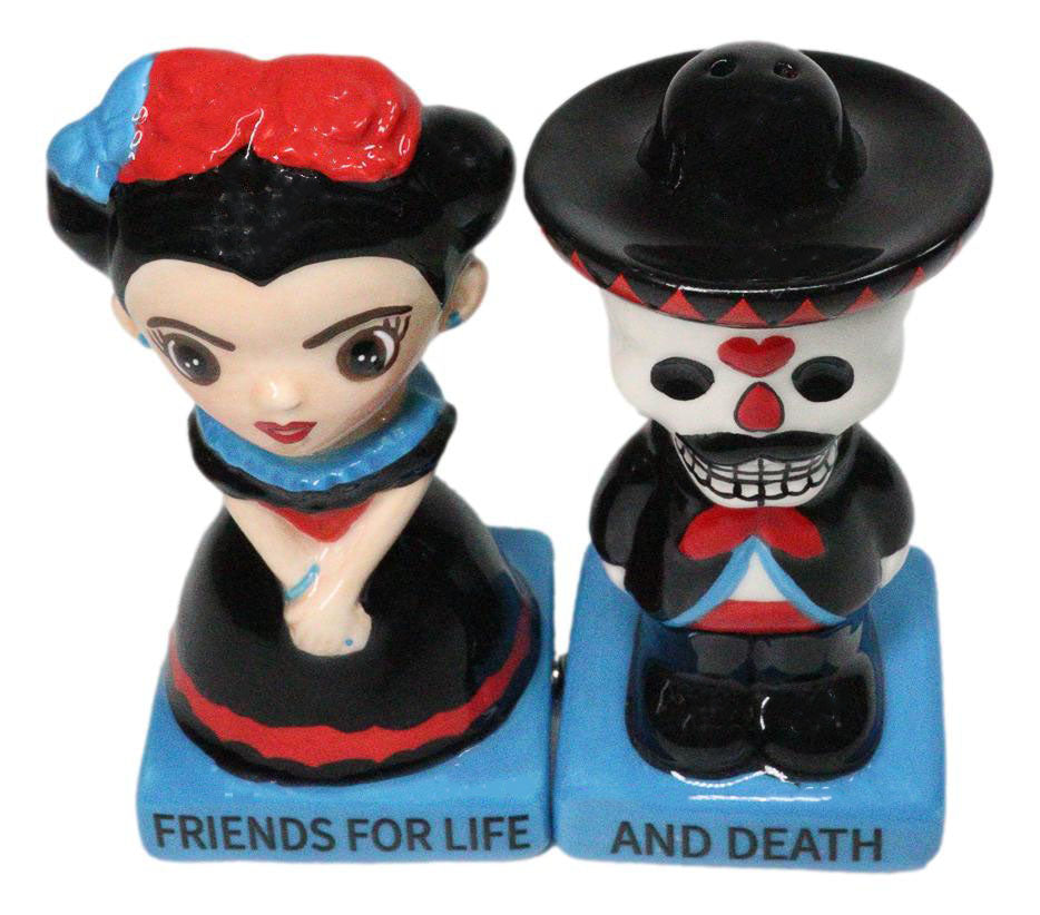 Day Of The Dead Friends For Life & Death Sugar Skull Dancers Salt Pepper Shakers