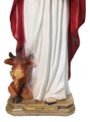 Christian Apostle Of Jesus Saint Luke The Evangelist With Ox Figurine 8"H