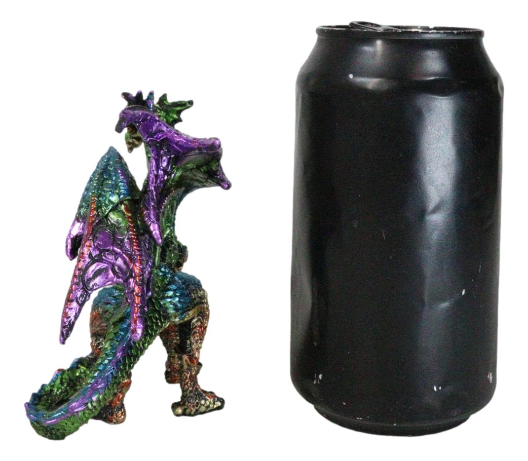 Standing Semi Metallic Rainbow Sky Horizon Dragon With Gemstones 4"H Figurine