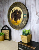 Frontier Land Legacy Southwestern Bison Wall Clock American Buffalo Sculpture