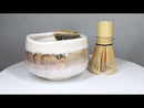 Traditional Brown Earth Ceramic Japanese Matcha Green Tea Bowl Whisk & Scoop Set
